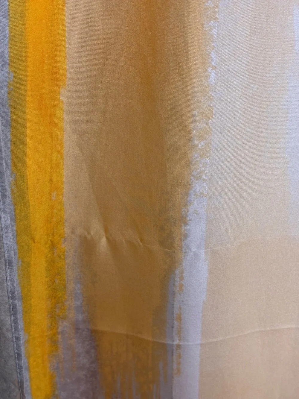 White House Black Market Yellow and Black Abstract Silk Scarf